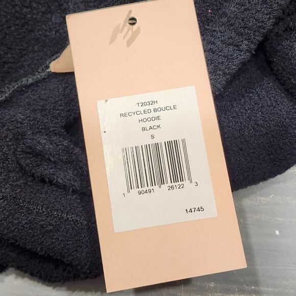 Eberjey Recycled Boucle Hoodie Black Size Small Oversized Could fit a Large - Picture 5 of 7